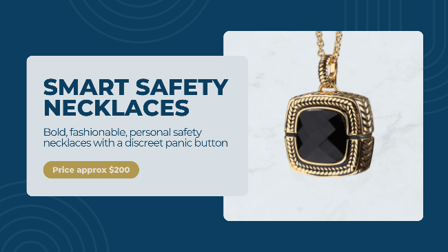 Stylish smart safety necklace for women with gps panic button